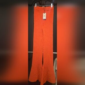 7 For All Mankind Ribbed Orange Stretchy Pants Sz XS